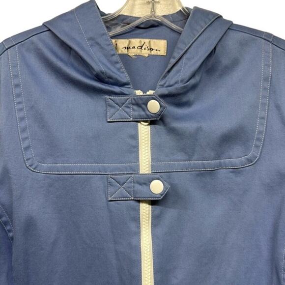 Women's 1 Madison Light  Blue Spring Coat Rain Jacket Hooded Size Medium (M) - Picture 3 of 10